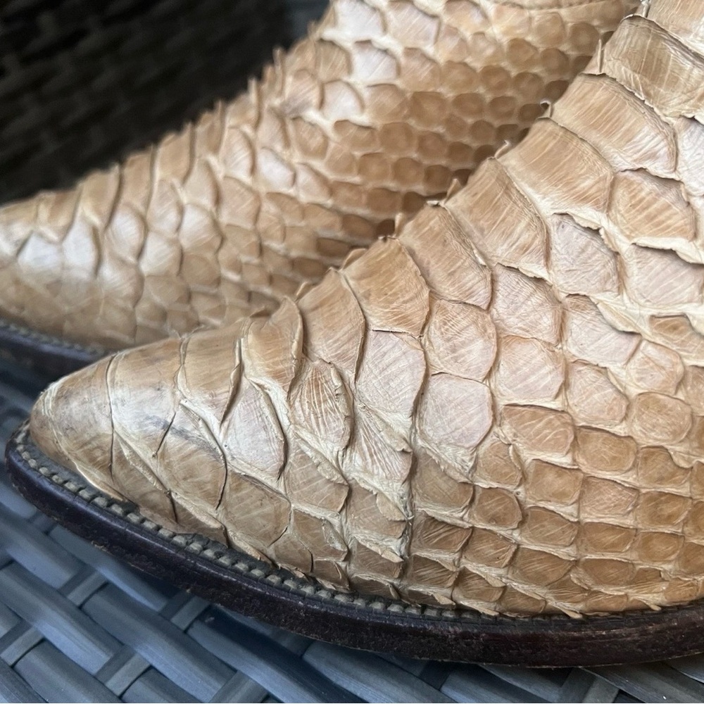 Vintage Justin Python Cowboy Boots Sz 9 USA Made Snakeskin Western Boho Rodeo - Picture 4 of 16